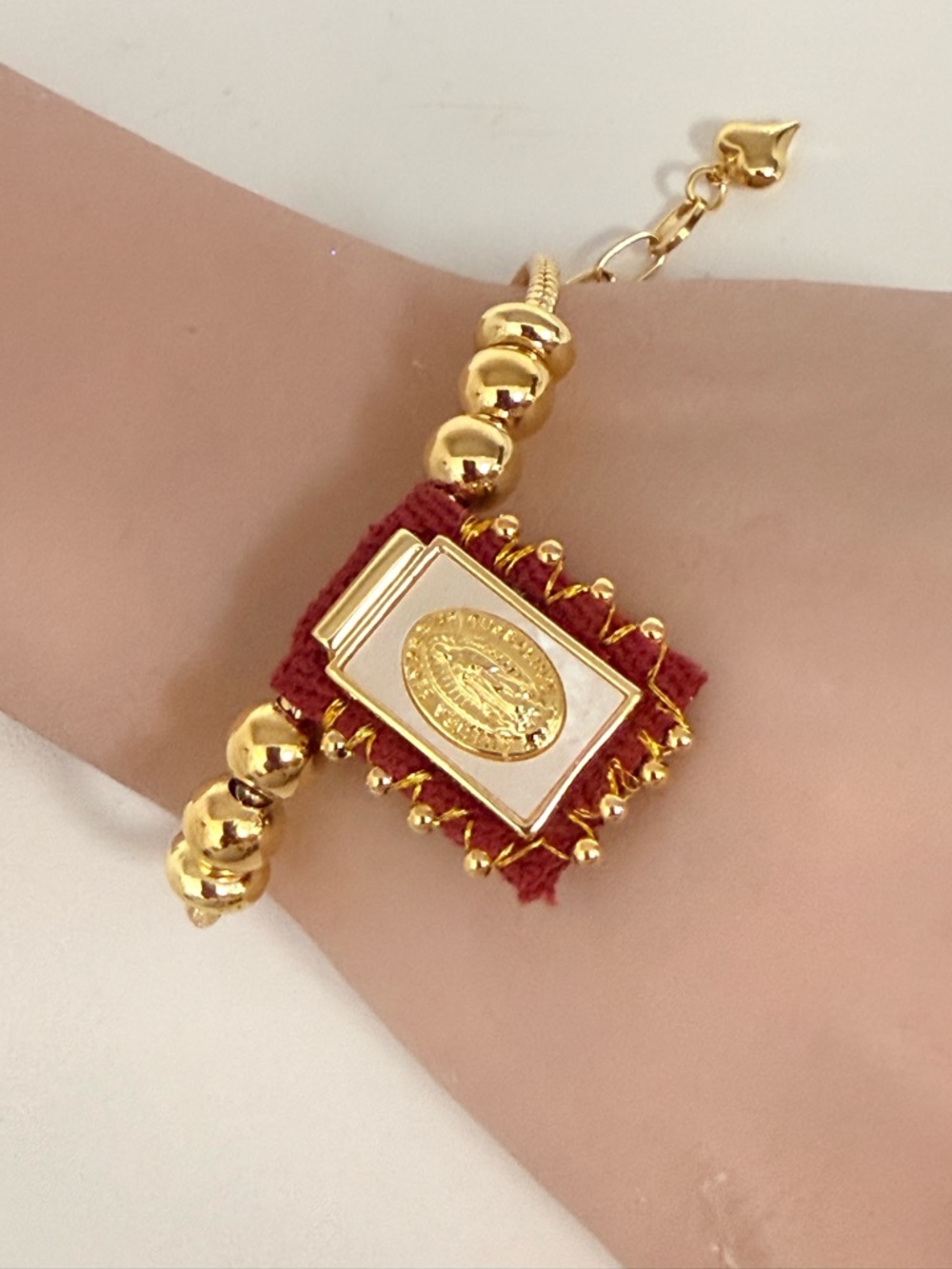 Handmade Guadalupe Bracelet Gold Pendant Bracelet - Picture 3 of 5